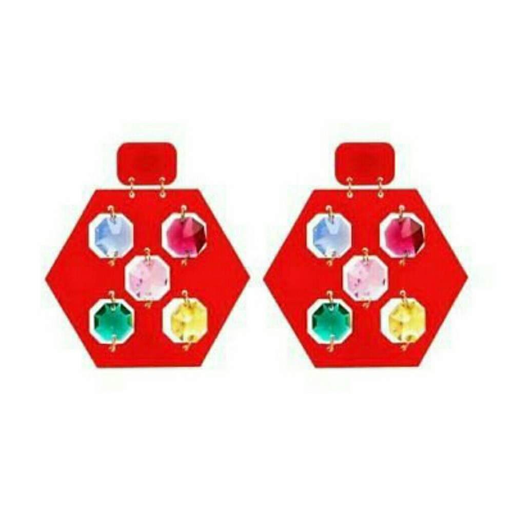 red HEX crystal acrylic earrings